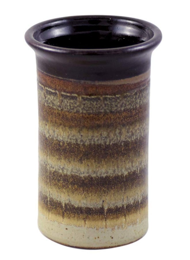 Modern Artisans American Made Stoneware Pottery Countertop Utensil Holder Jar in Mocha Cream - Image 2